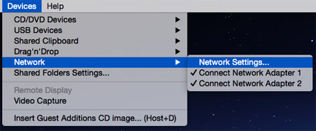 VirtualBox - Network Settings menu option